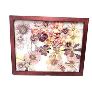 Vtg Pressed Flower Art Floral Framed Botanical